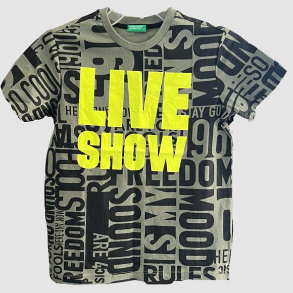 United Colors of Benetton Boys Graphic T-Shirt Olive/Black, NWOT-Sz 8-9 year old - Picture 1 of 7